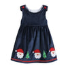 Lil Cactus- Navy Blue Velour Santa Christmas Jumper Dress