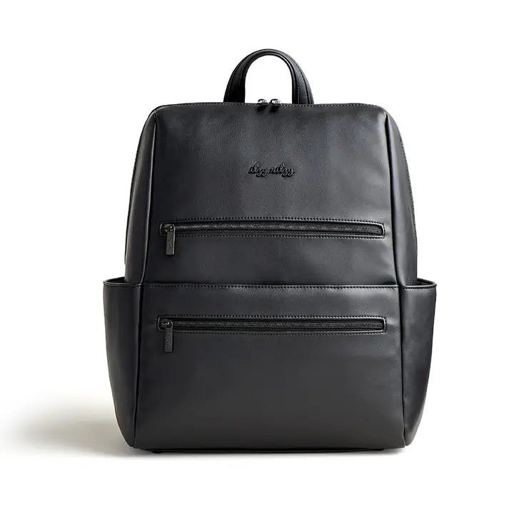 black leather sleek backpack Men 16" Laptop Full Grain Leather School Backpack RockCow Leather Studio exterior pockets and dual two Hiding Out Faux Leather Backpack