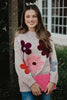 Katydid- Tan Floral Knit Stitched Sweater