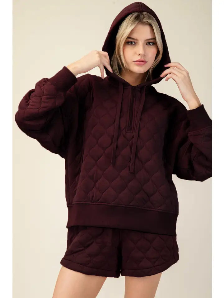 Quilted Quarter Zip Hoodie Jacket
