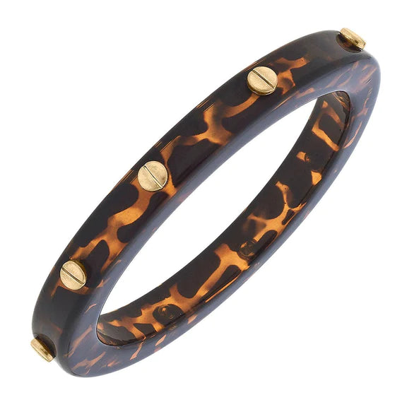 Amara Resin & Studded Bangle in Tortoise