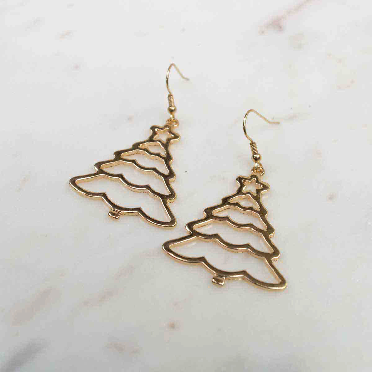 Christmas Tree Earrings, Gold