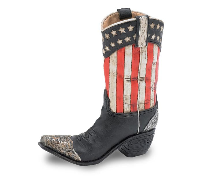 Patriotic Cowboy Boot Vase