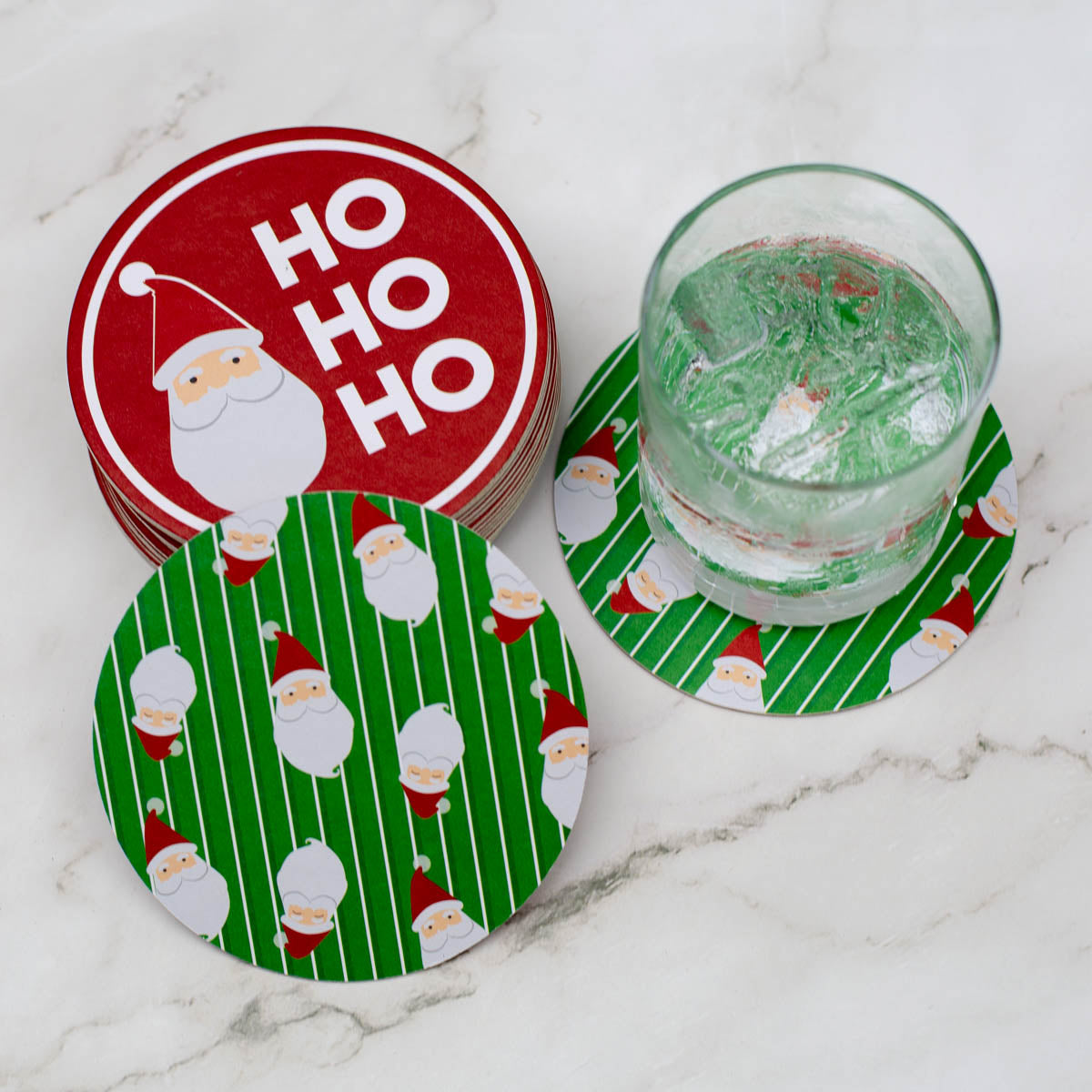 Jolly Santa Reversible Paper Coasters