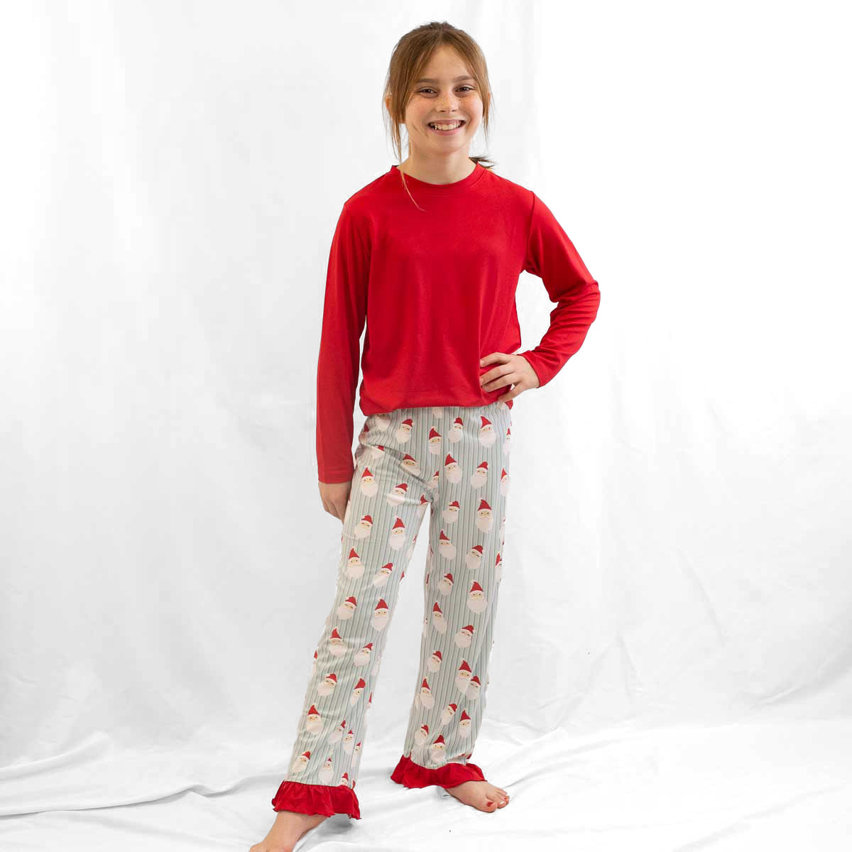Kid's Jolly Santa Ruffle Pajama Pants