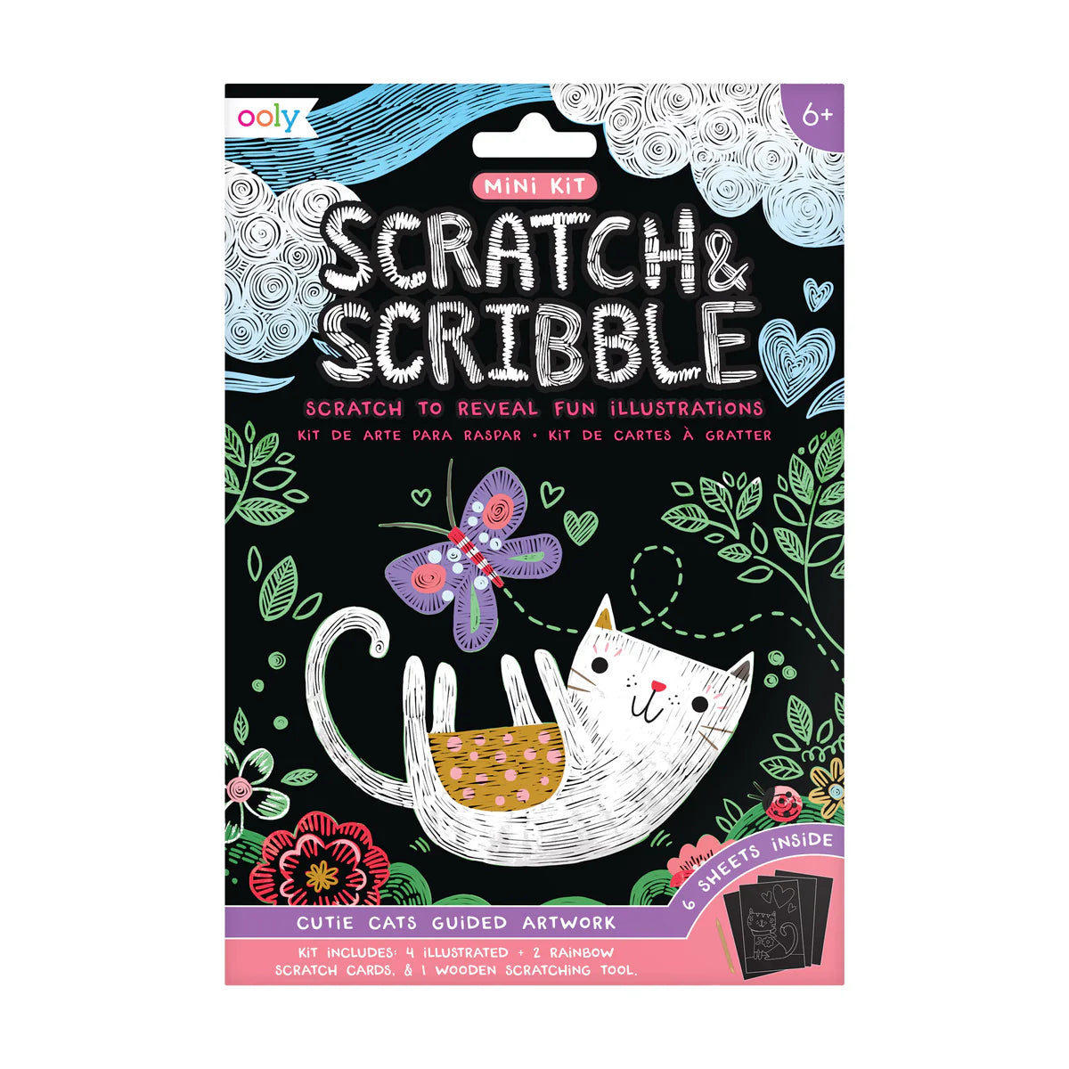Cutie Cats Scratch & Scribble Mini Scratch Art Kit