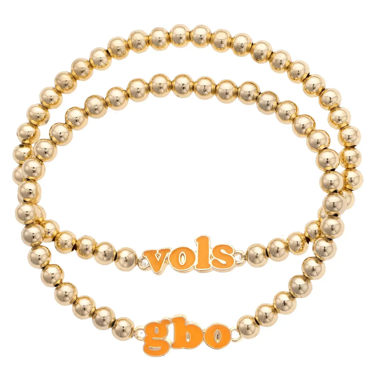 TN Vols Slogan Ball Beaded Bracelet Set of 2