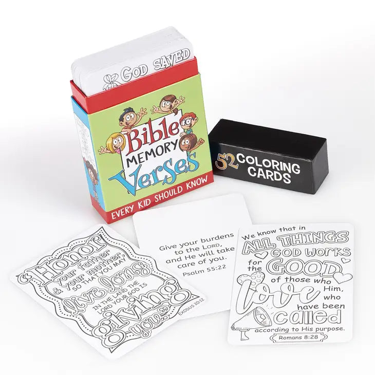 Boxed Coloring Cards- 52 Verses for Kids