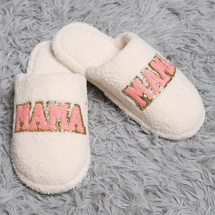 MAMA Chenille Patch Slippers