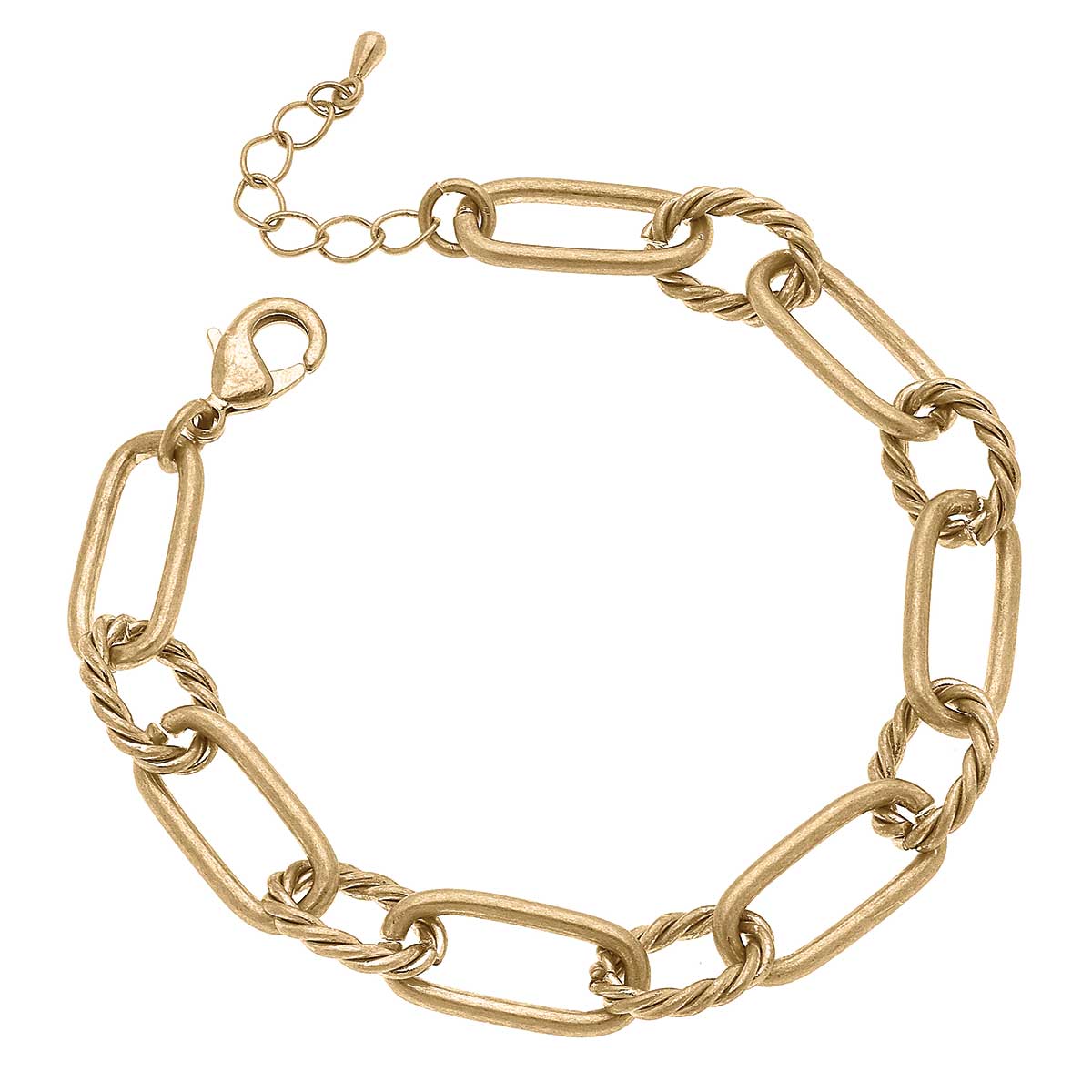 Lennon Twisted Metal Chain Link Bracelet in Worn Gold