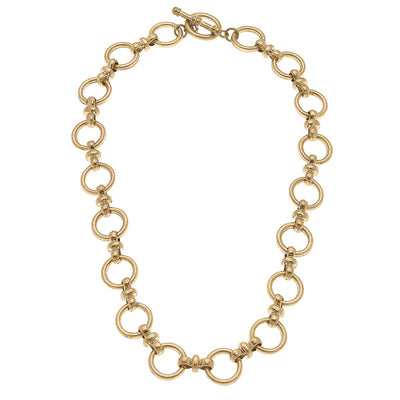 Lux Chain Link T-Bar Necklace in Worn Gold