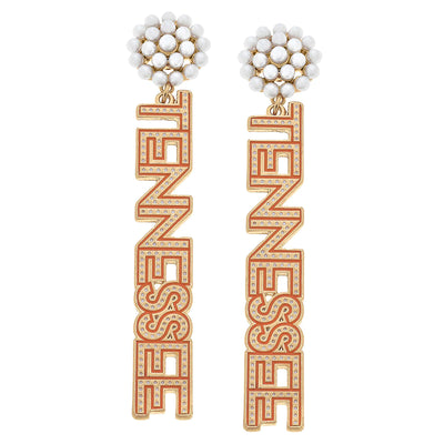 University of Tennessee Pearl Cluster Drop Earrings in Orange & White