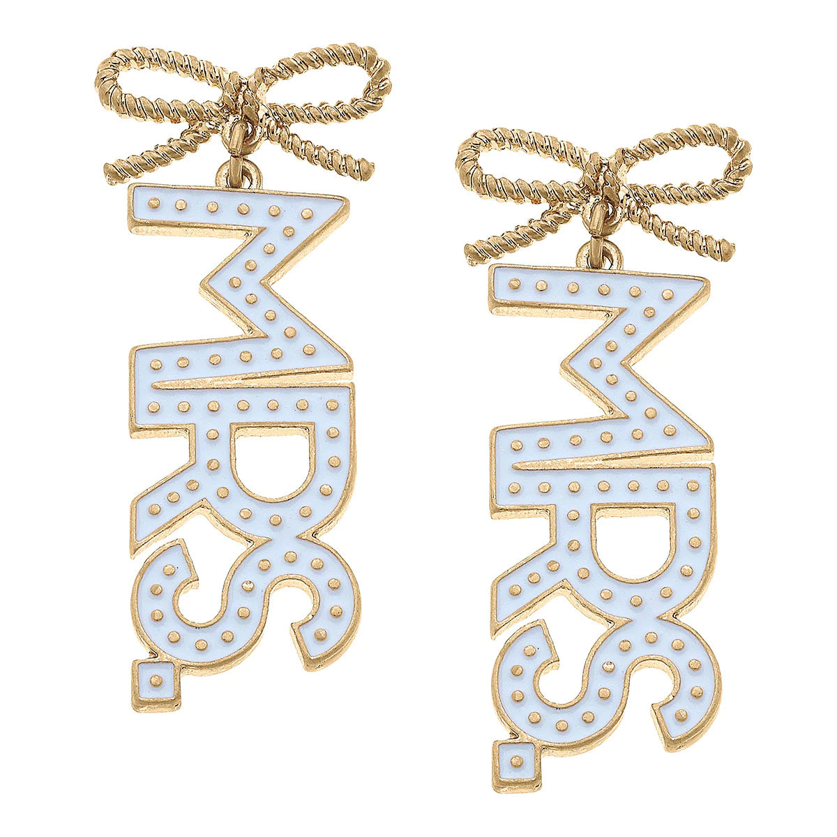 MRS. Enamel Drop Earrings in White