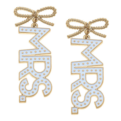 MRS. Enamel Drop Earrings in White