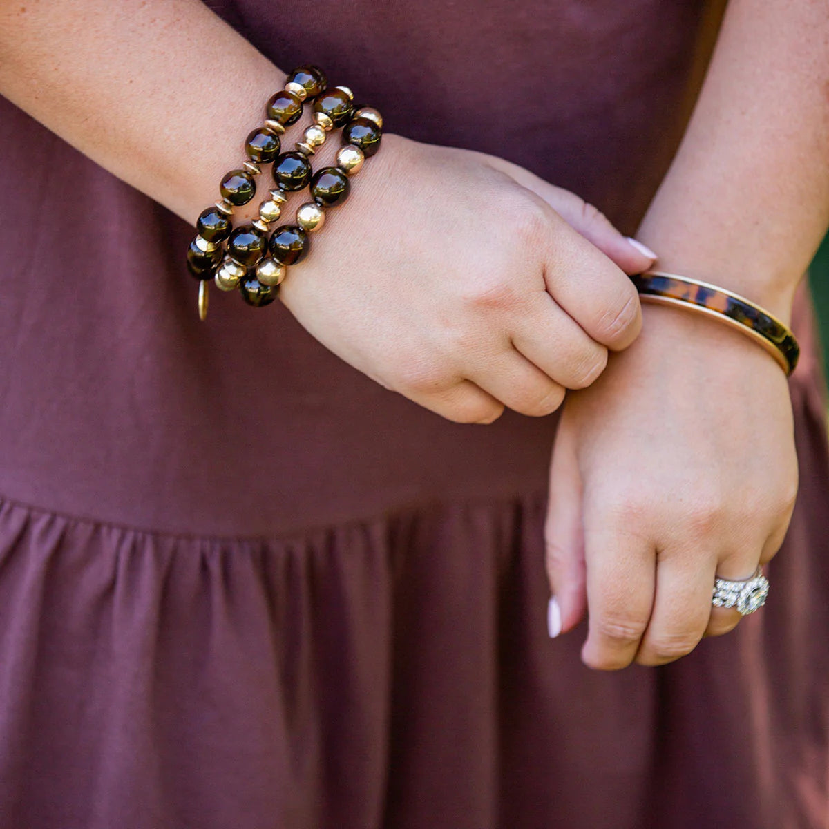 Freya Resin Hinge Bangle in Tortoise