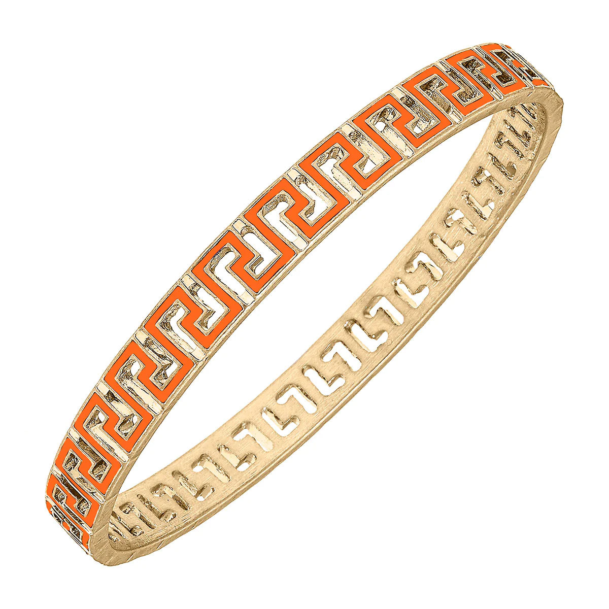 Ryan Game Day Greek Keys Enamel Bangle in Orange