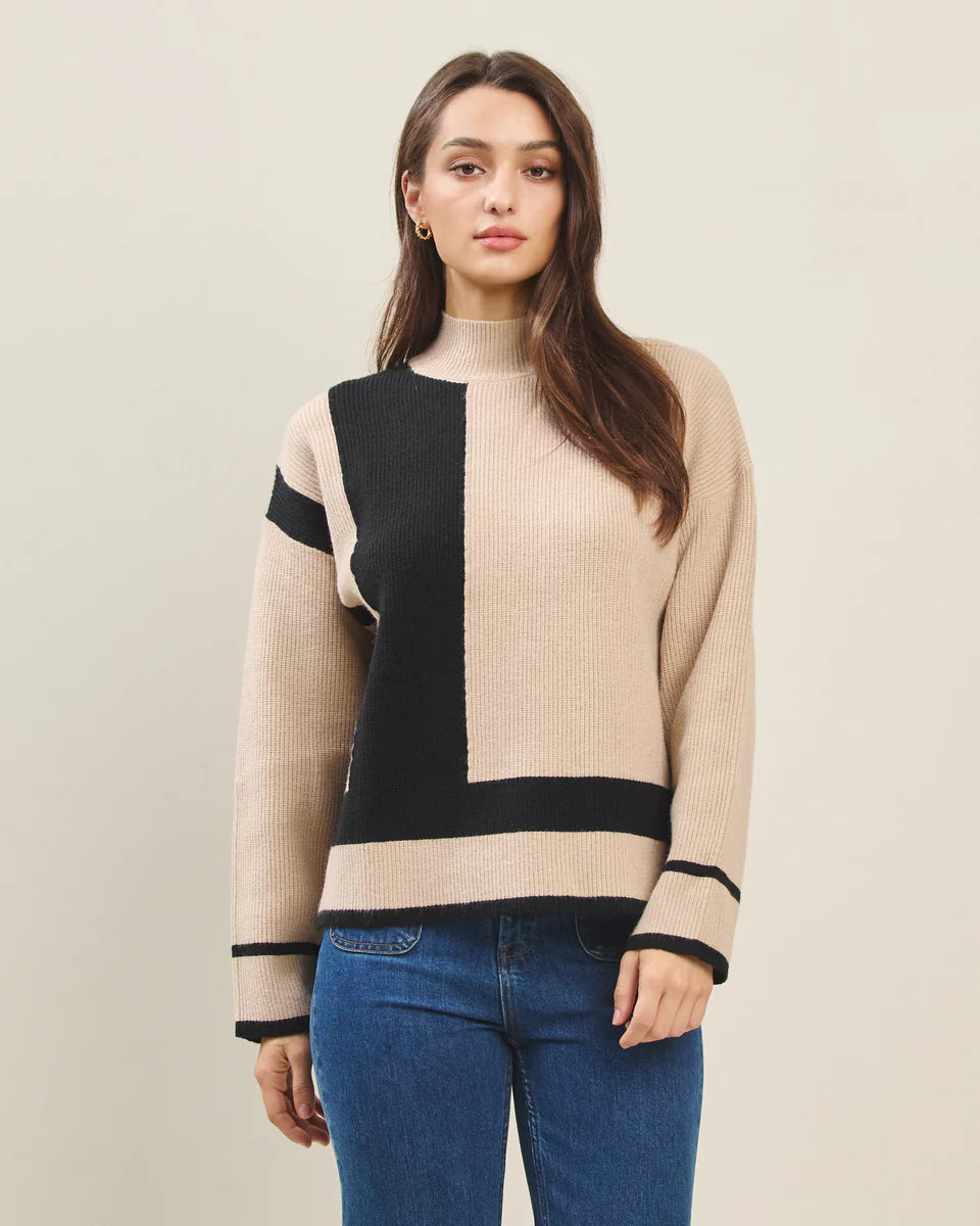 Colorblock turtleneck sweater