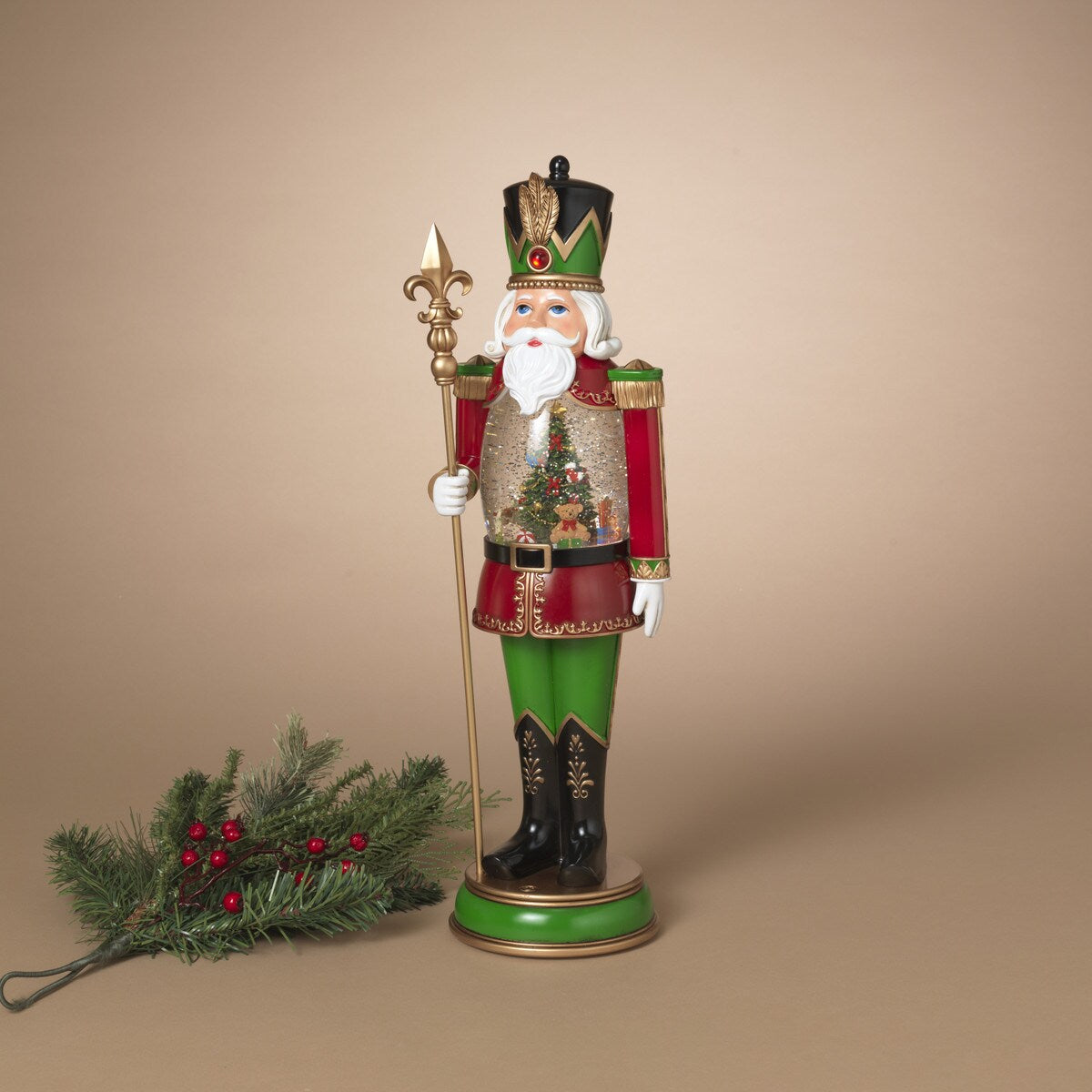 19.25"H B/O Lighted Spinning Water Globe Holiday Toy Soldier w/ Timer
