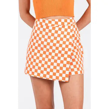 Orange/White Checkerboard Skort