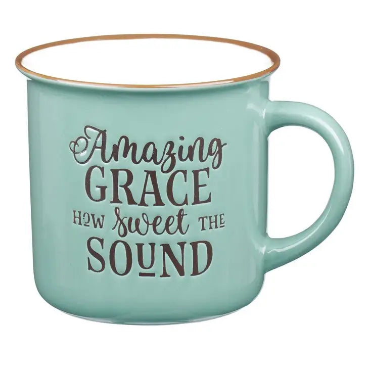 Amazing Grace Green/White Camp Style Mug