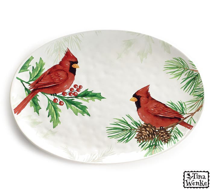 Joyful Cardinal Ceramic Platter