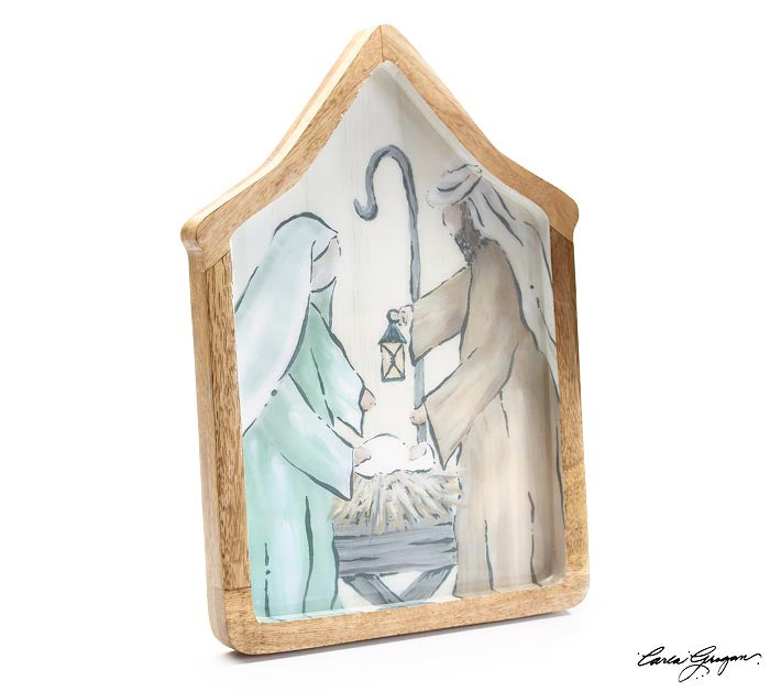 Creche Shaped Holy Family Tray