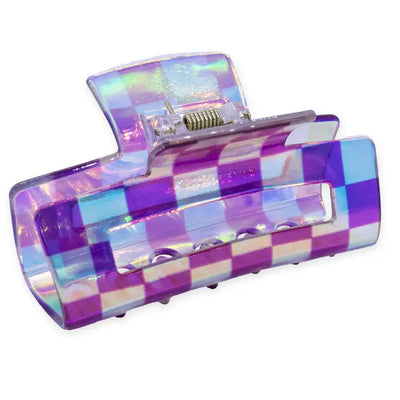 Iridescent Checkered Hair Claw Clip - Assorted