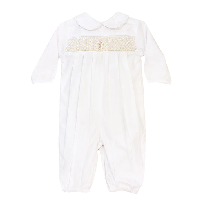 Bailey Boys LS Christening Romper