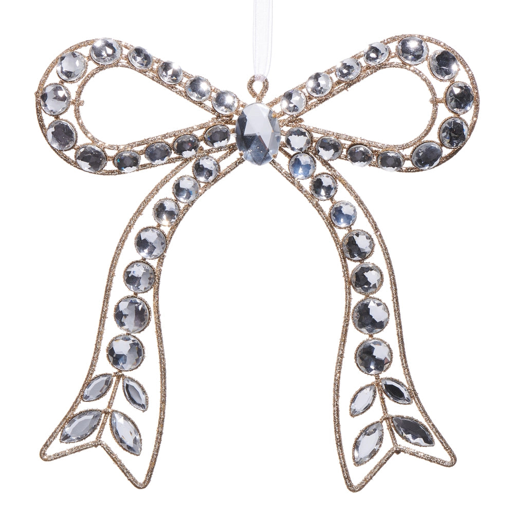 7.25" Clear Jeweled Bow Ornament