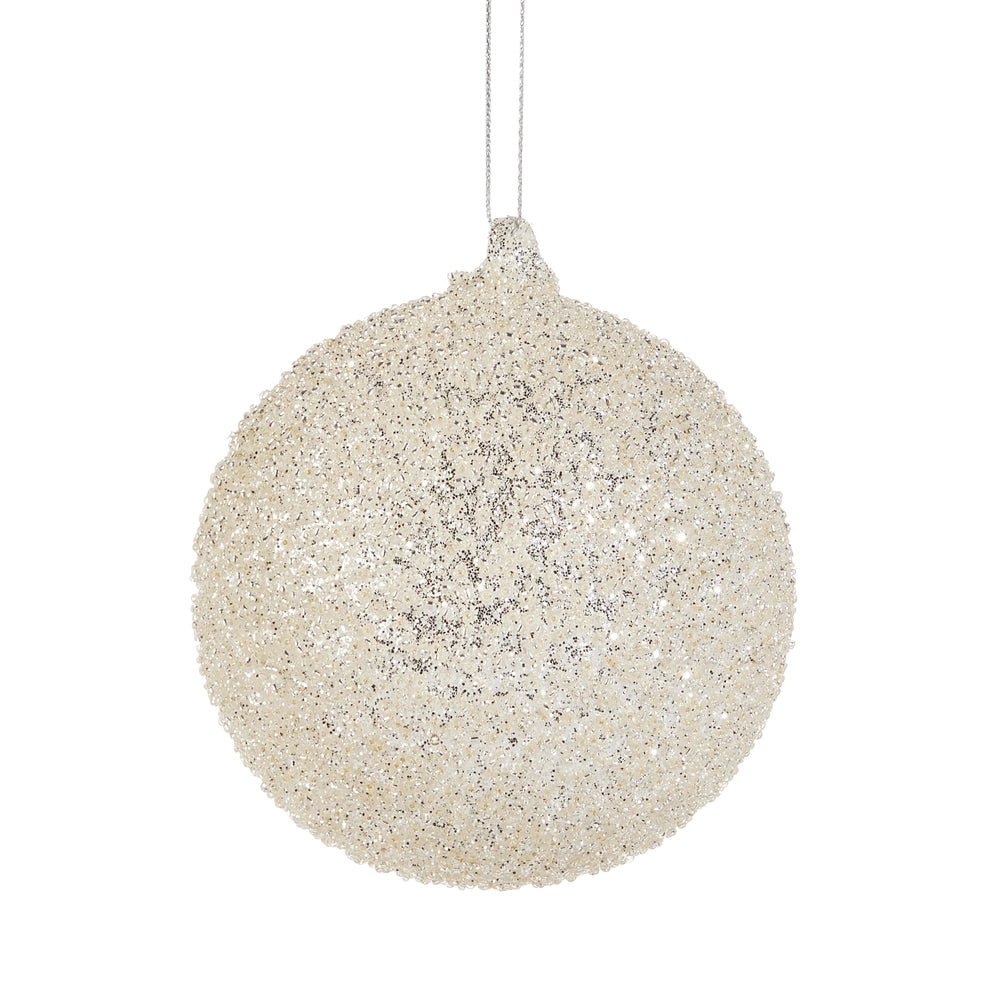 4" Silver Glitter Ball Ornament