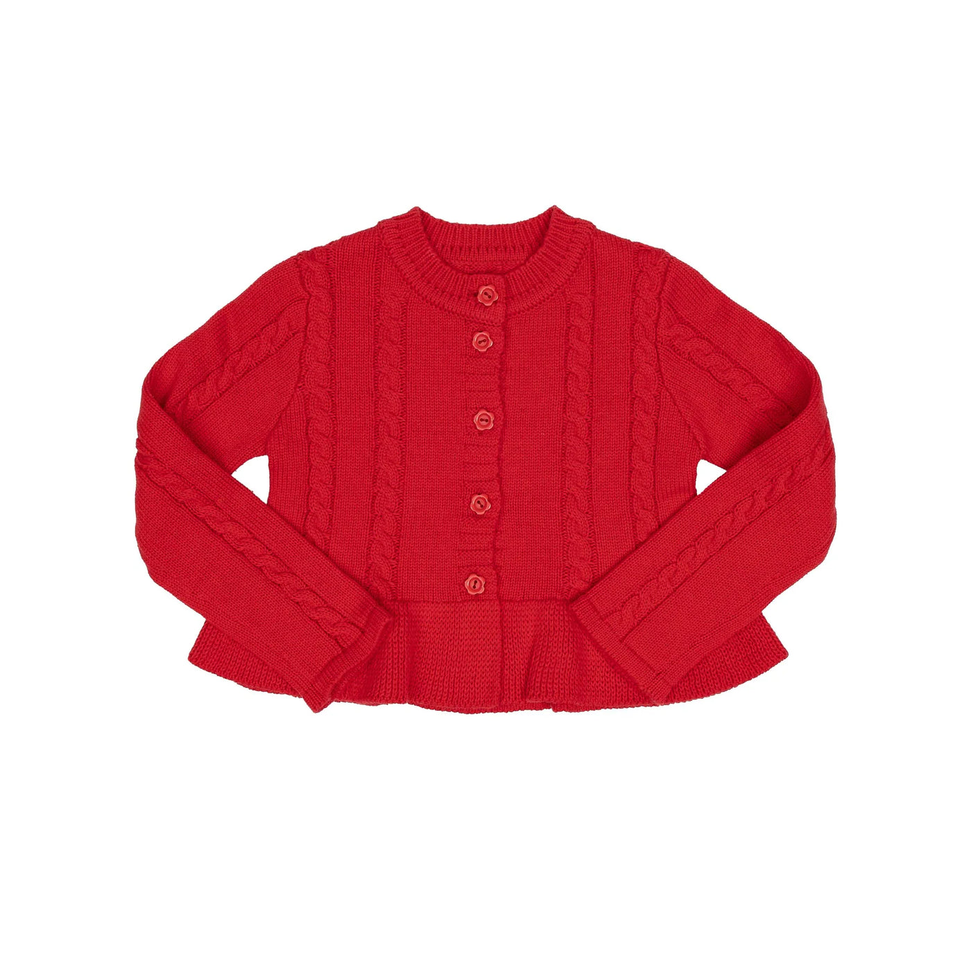 Girls Red Braided Cardigan-The Oaks Apparel