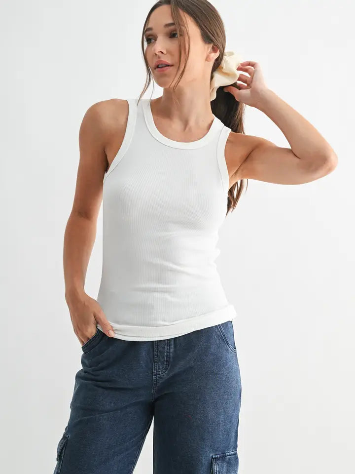 Essentials Micro-Ribbed Athleisure Tank Top