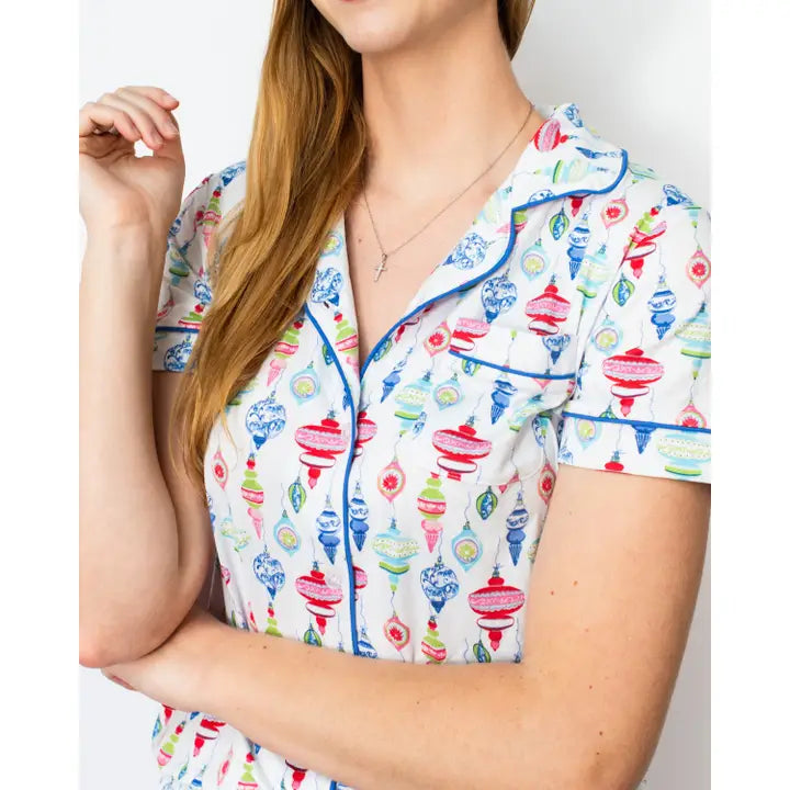 Whimsical Wonders Short Sleeve Button Up Sleep Shirt