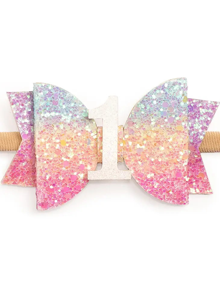 1st Birthday Pastel Rainbow Headband