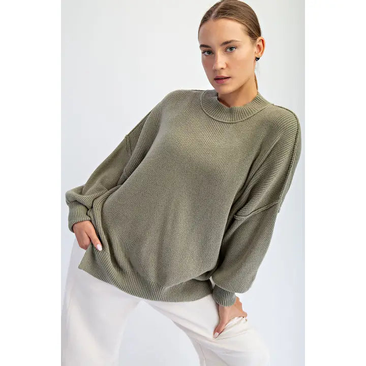 Oversized Crew Neck Tunic Sweater