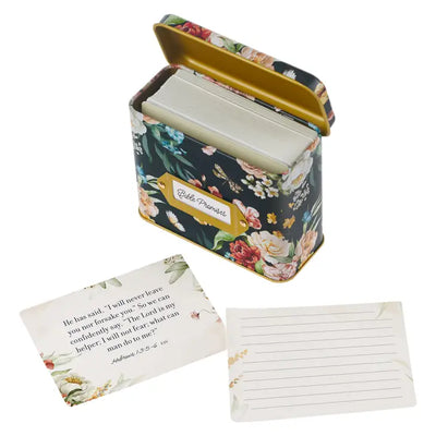 Black Floral Bible Promises in Tin