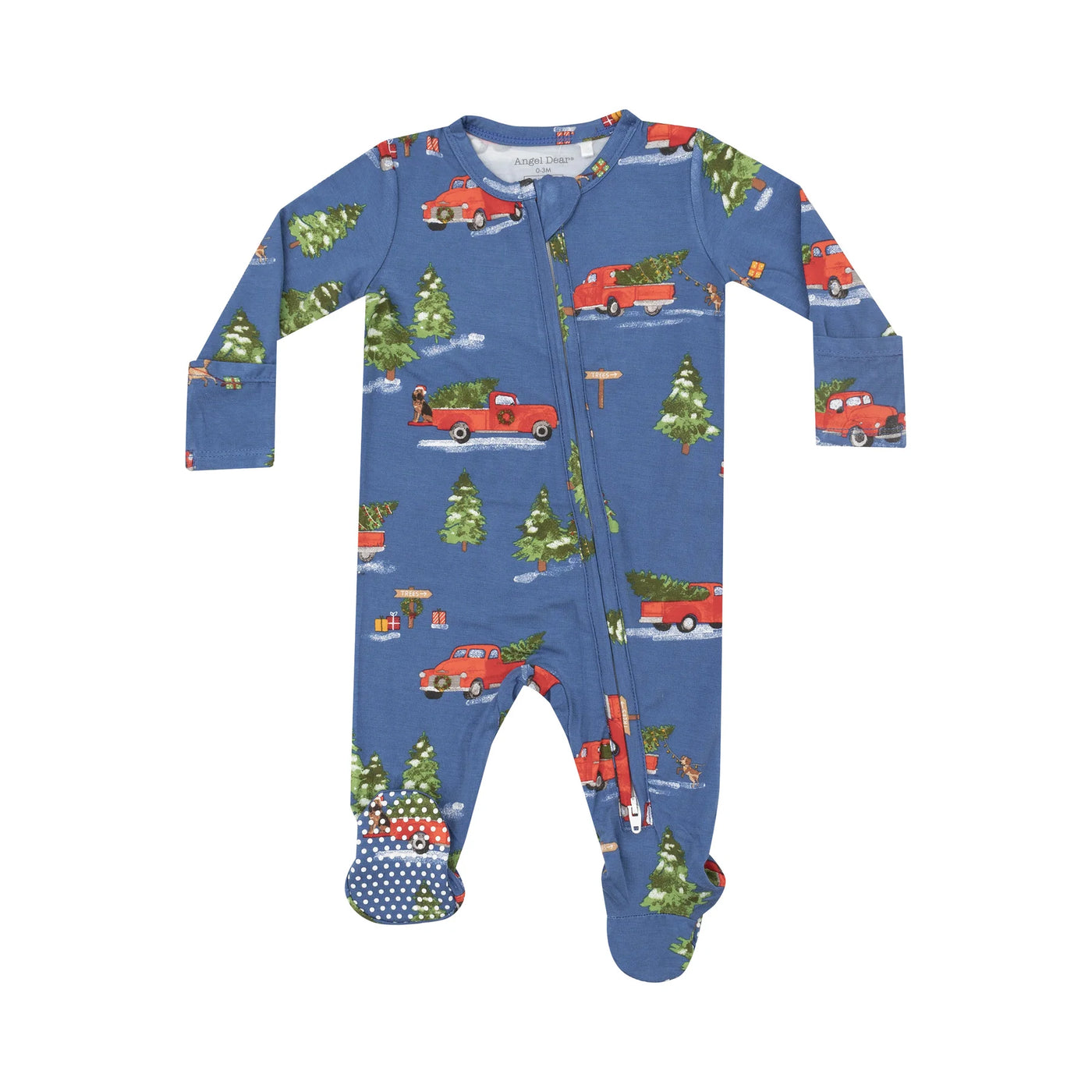 Angel Dear-2 Way Zipper Footie - Vintage Red Truck