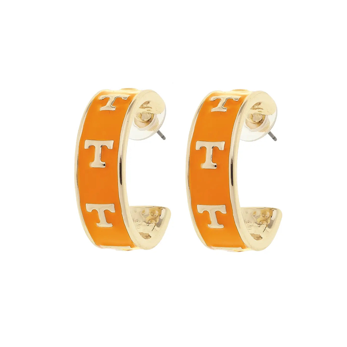 TN Vols Enamel Logo Hoop Earrings Orange