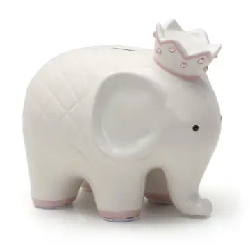 White with Pink Coco Elephant Bank