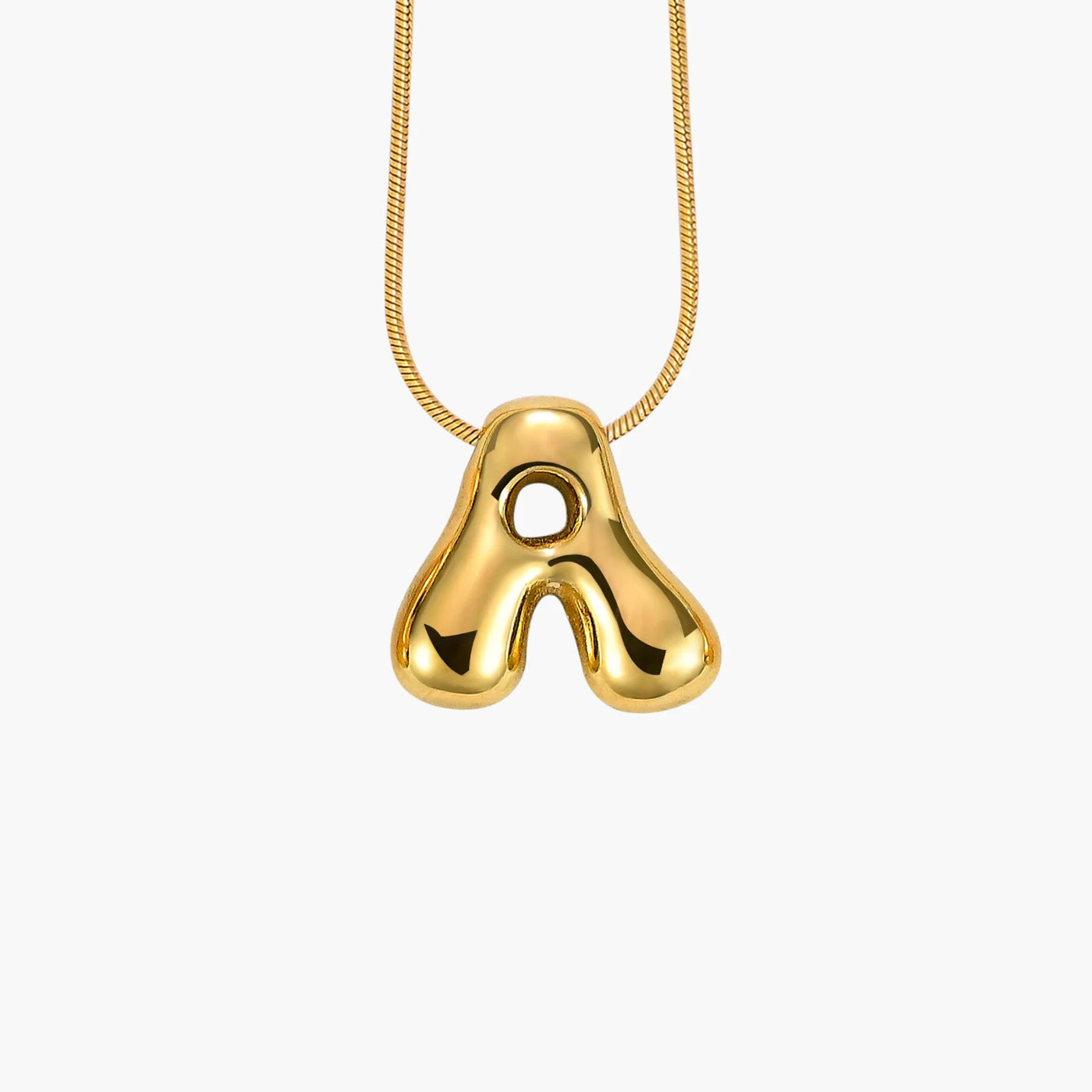 Golden Glow Bubble Letter Initial Necklace - Assorted