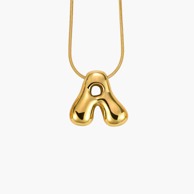 Golden Glow Bubble Letter Initial Necklace - Assorted