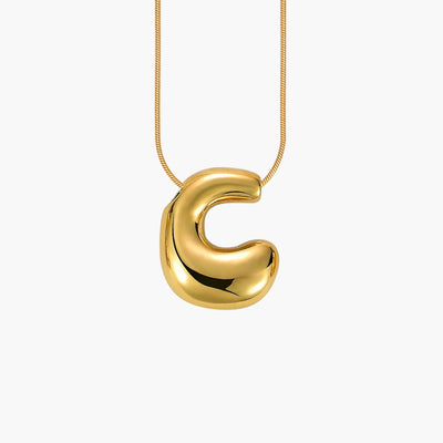 Golden Glow Bubble Letter Initial Necklace - Assorted