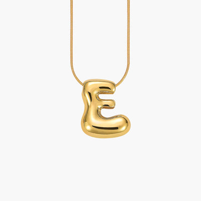 Golden Glow Bubble Letter Initial Necklace - Assorted