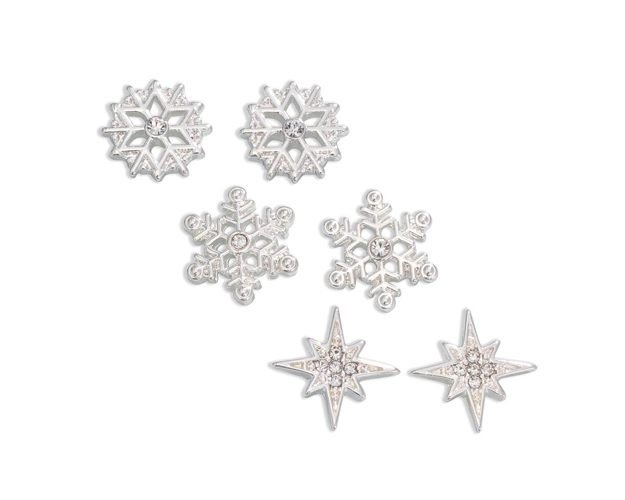 Silver Snowflake W/ Crystals Earrings