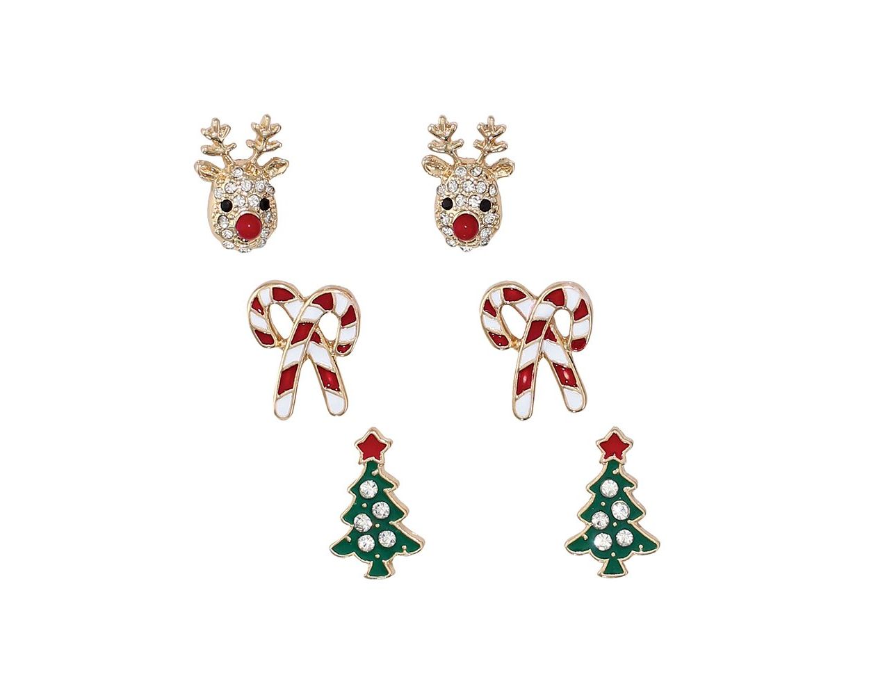 Rudolph/Tree/Candy Cane Trio Earrings