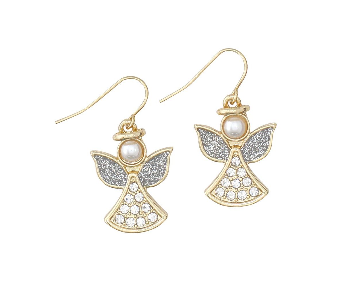 Crystal Angels W/ Pearls Gold/Silver
