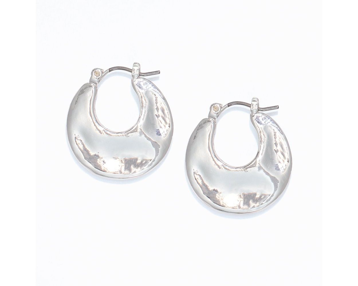Silver Hammered Disc Hoops