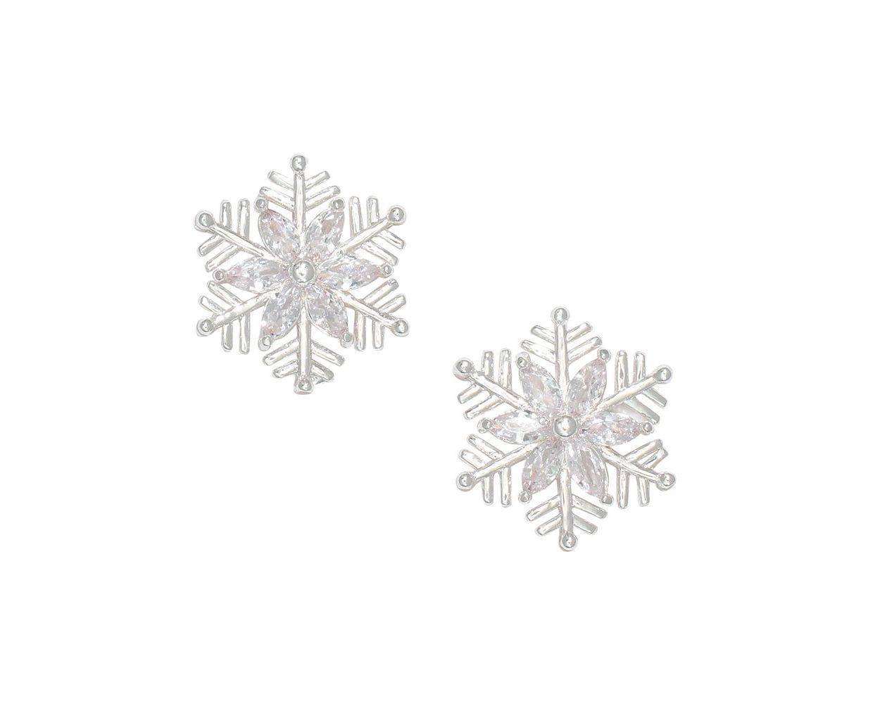 Fine Silver Snowflake W Crystals Earrings