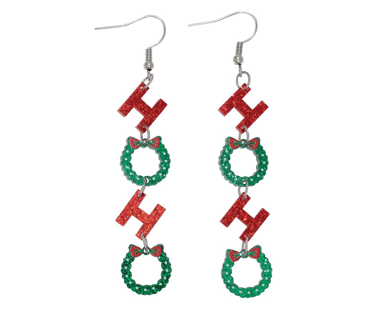 Ho Ho Wreath Dangle Earrings