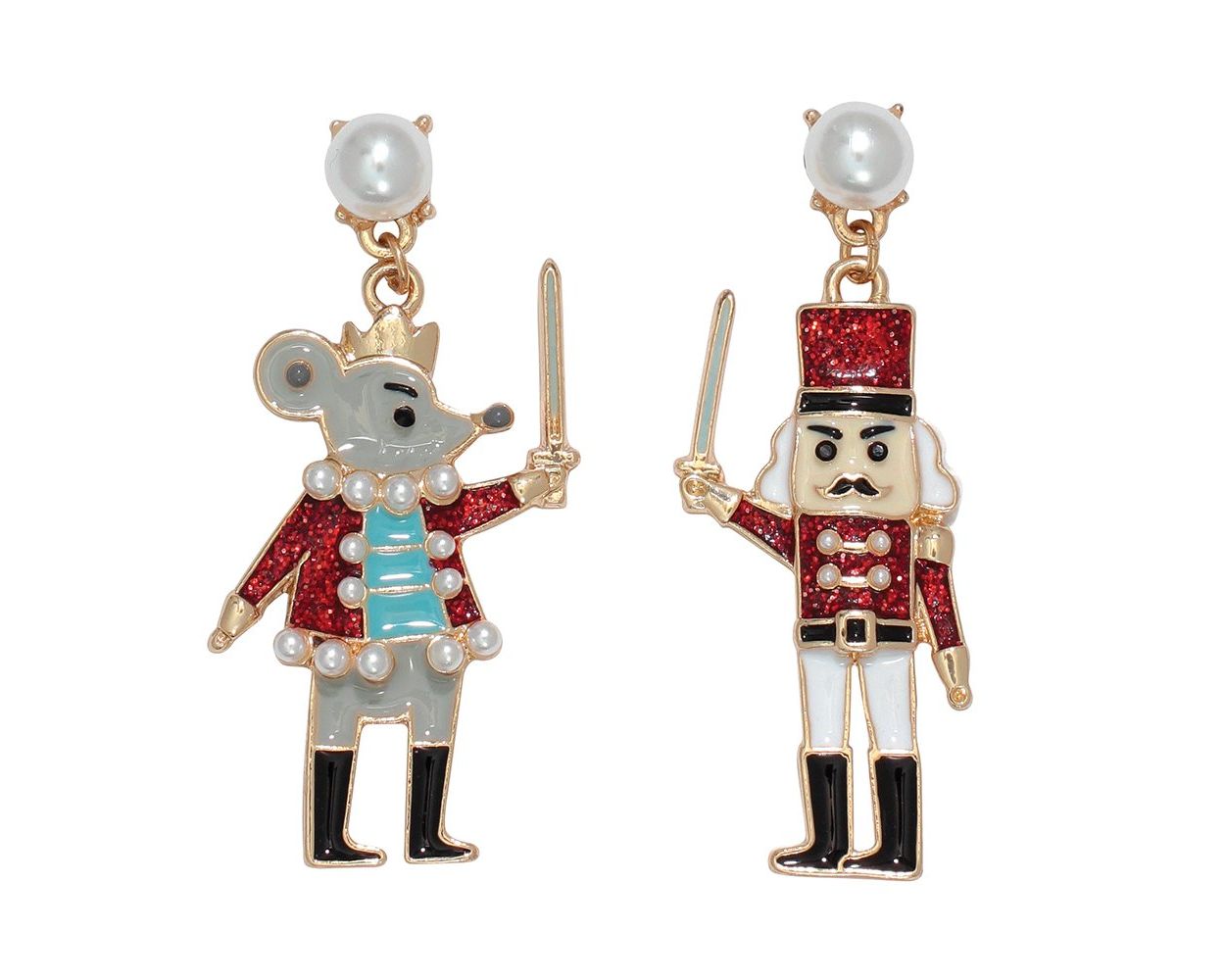 Nutcracker & Mouse King Pearl Earrings